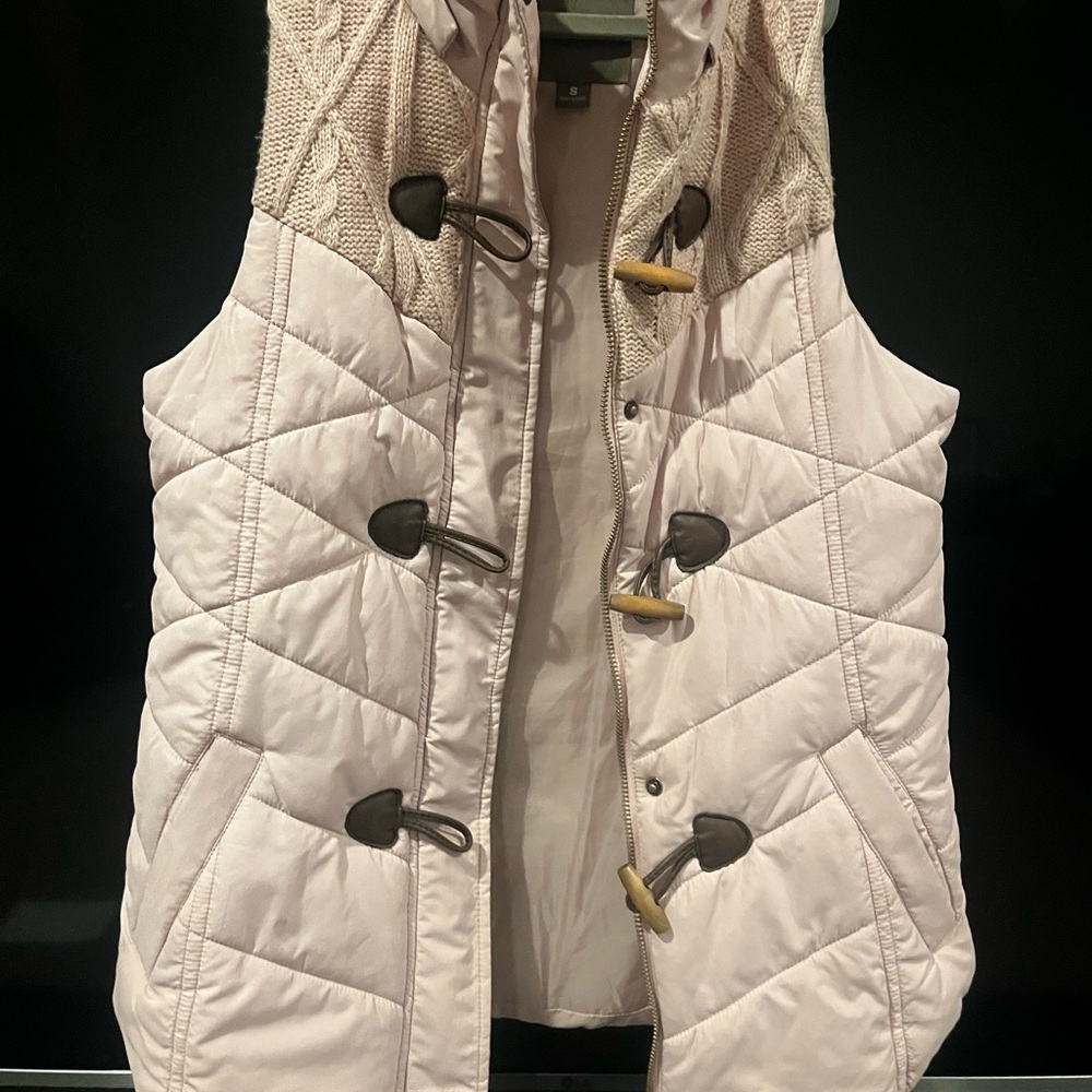 Maurices Pink Quilted Vest with Toggle Closures